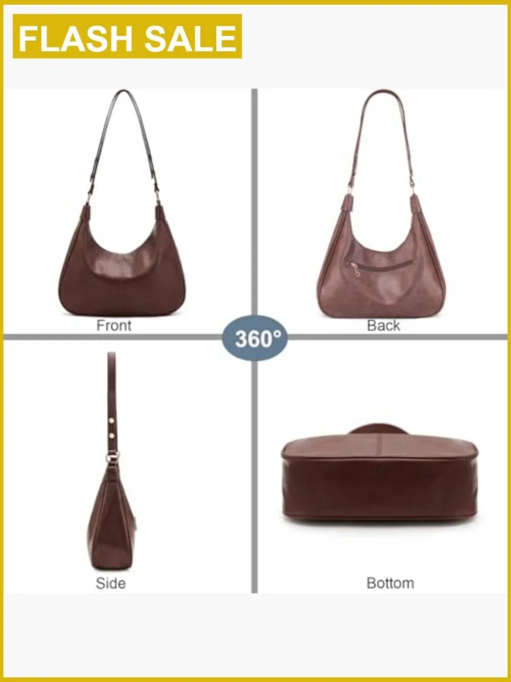 Ultra Soft Foldable Vegan Leather Crossbody Hobo Handbag Tote Purse